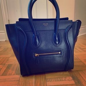 Celine Micro Luggage Tote in Navy